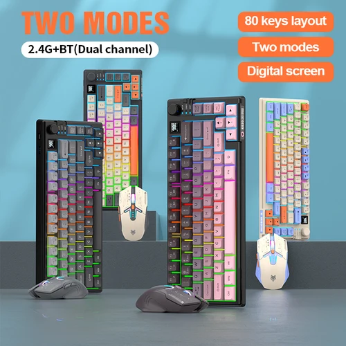 XUNSVFOX K920 Juego de teclado y ratón inalámbrico Bluetooth Modelo dual Laptop Home Office Gaming Carga de luz USB