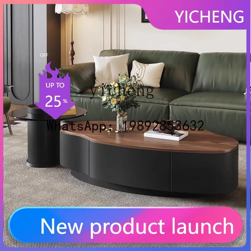 

X4 High-End Solid Wood Living Room Coffee Table Small Apartment Home Vintage Style Irregular Shape