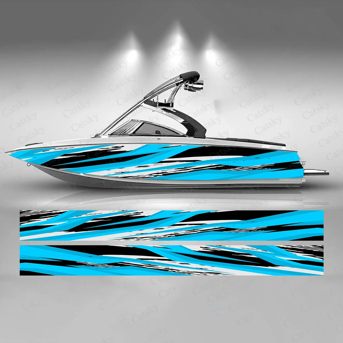 

Blue and Black Splash Boat Sticker Fashion Custom Fish Boat-Sticker Vinyl Waterproof Boat Wrap Graphic Boat Wrap Decal