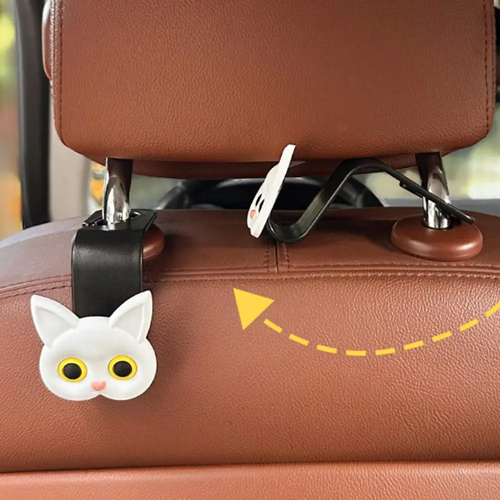 2 قطعة لطيف هريرة سيارة مسند الرأس هوك العالمي المقعد الخلفي حامل مُنظِم اكسسوارات السيارات التخزين الداخلي #4