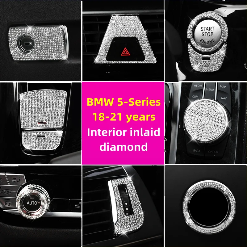 For BMW 5Series G30 G31 G38 2018 2019 2020 2021years Steering Wheel Knob Diamond Decoration Crystal Interior Sticker Accessories