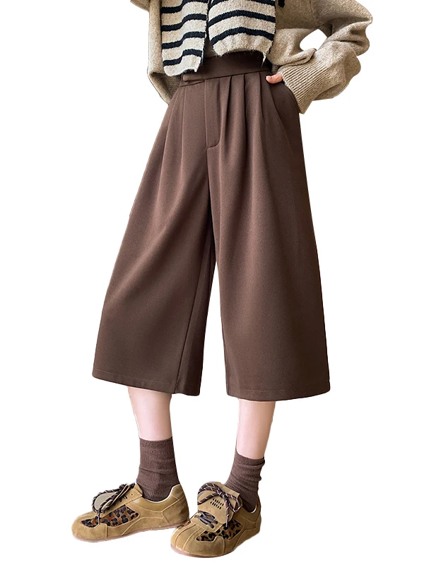 Wełniane spodnie z szerokimi nogawkami, długość 7/8, jesień-zima, nowa moda, proste spodnie typu bootcut, damskie, codzienne, z wysokim stanem, elastyczne...