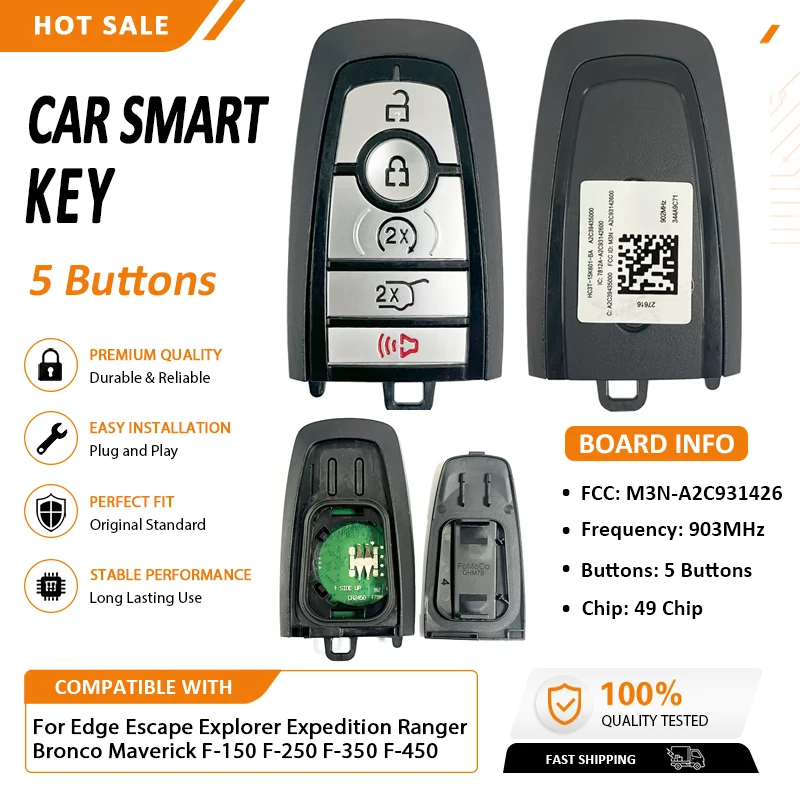CN018145 Original Smart Key Remote P/N 164-R8324 M3N-A3C054339 MR3T-15K601-BB  For Edge Escape Explorer Expedition Ranger Bronco