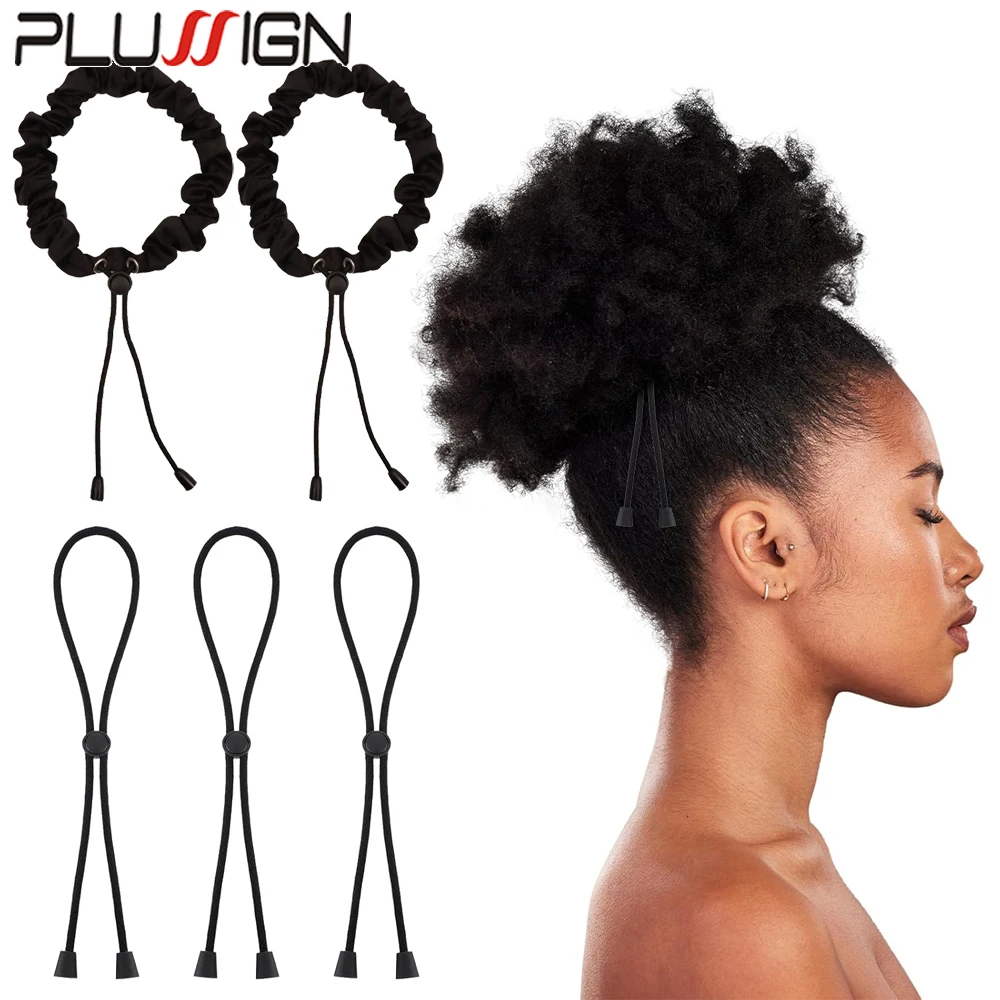

2pcs Adjustable Hair Ties For Afro Stretchy Satin Scrunchies With Elastic Band For Thick Curly Hair Accessories Fits Afro Puff