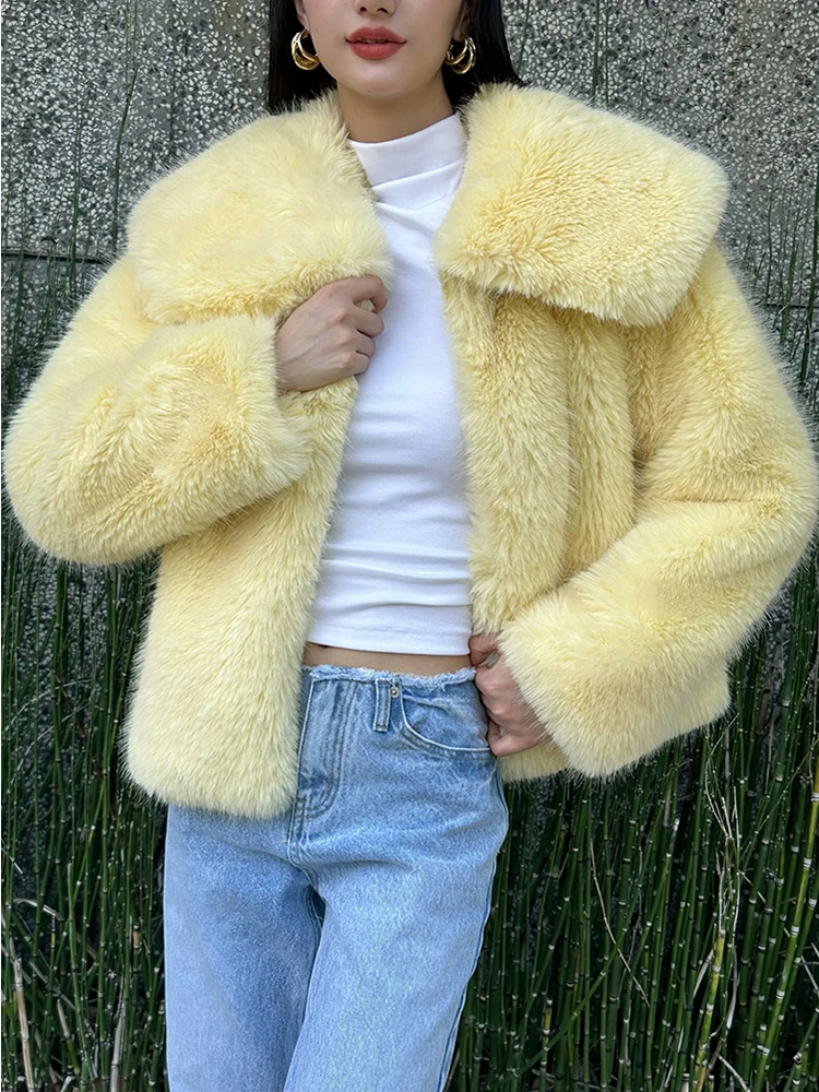 ZADORIN Preppy Style Luxury Warm Faux Fox Fur Coat Women Big Collar Short Fluffy Faux Fur Jacket abbigliamento invernale donna 2024