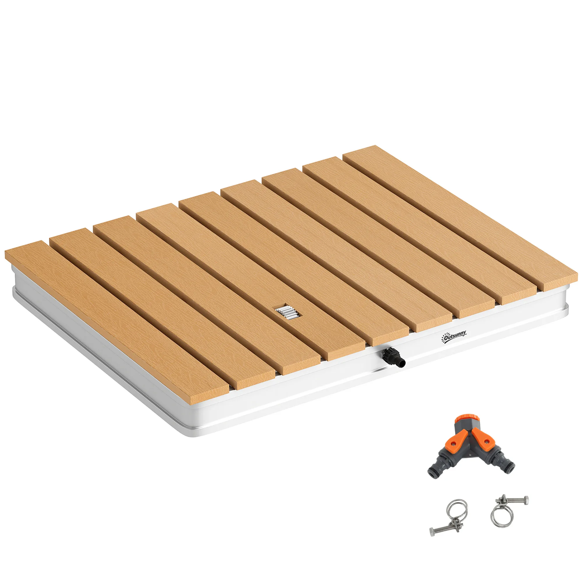 Douche jardin portable hauteur jusqu'à 4 m, jets d'eau réglables, 70x55 cm, bois pour terrasse piscine