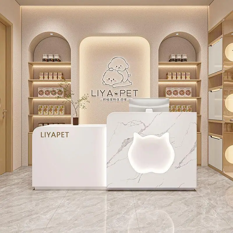 

Simple Trendy Reception Counter Beauty Luxury Premium Modern Reception Desk Unique Design Theke Empfang Office Furniture