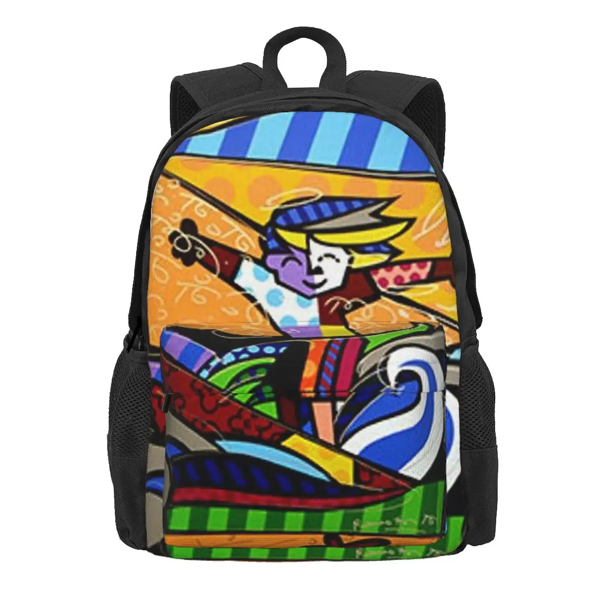 Mochila Romero Britto Daypack de grande capacidade para meninos e meninas, bolsa escolar, bolsa de ombro para homens e mulheres