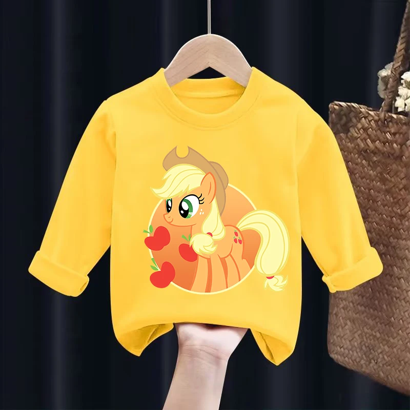 My Little Ponys Girls Long-sleeved T-shirts Cute Cartoon Figure Printed T-shirt  Baby Casuals Tops Autumn Children\'s Clothing