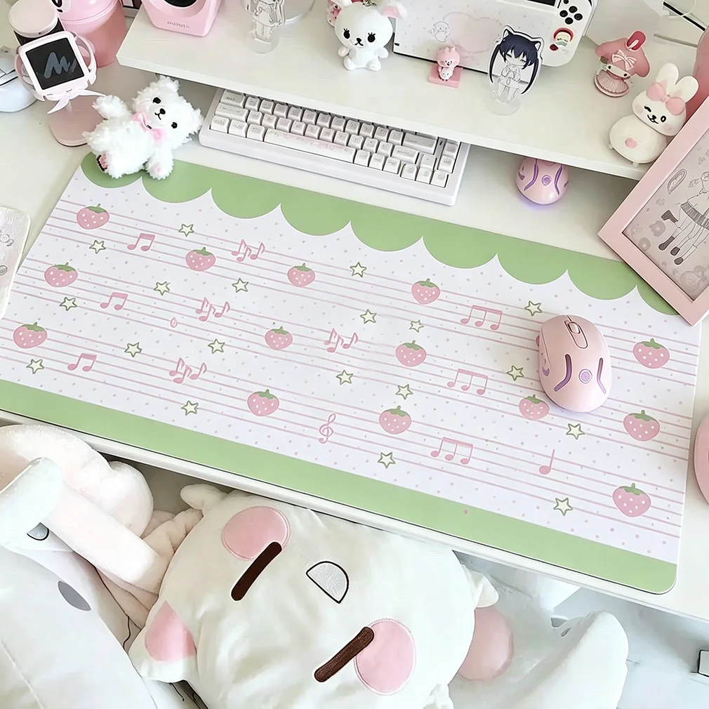 Leather Desk Pad Protector Fruit Apple Strwberry Lemon Y2K Mouse Pad Office Desk Mat Waterproof Non-Slip PU Desk Blotter Pad