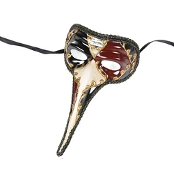 Venetian Masquerade Party Long Nose King Mask Halloween Venetian Proboscis Handmade Beak Mask for Unisex Adult