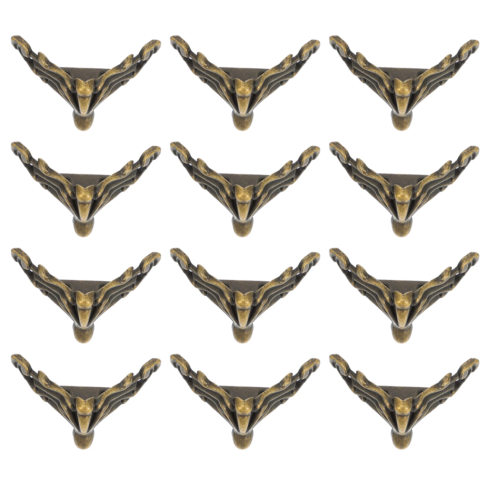 

20pcs Bronze Corner Guards Zinc Alloy Furniture Foot Pad Protector Decorative Support Cushion For Wood Box Jewelry Cabinet Retro
