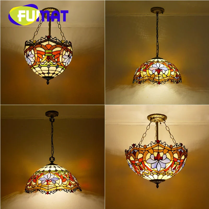 FUMAT Tiffany style stained glass American dragon tail Pendant lamp for dining room living room bedroom aisle decor chandelier