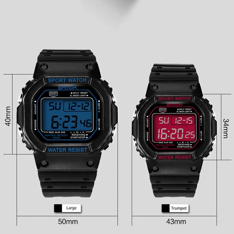 SANDA Top Brand Outdoor Sports Watch Fashion Men Women Couple Waterproof Clock Analog LED Digital Male Ms Electronic Wristwatch