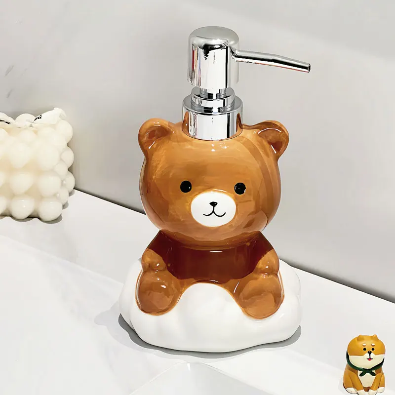 

Дозатор мыла 340 мл Cloud Bear, дезинфицирующее средство для рук, керамическая бутылка-пресс, шампунь для ванной, гель для душа, аксессуары для ванной комнаты