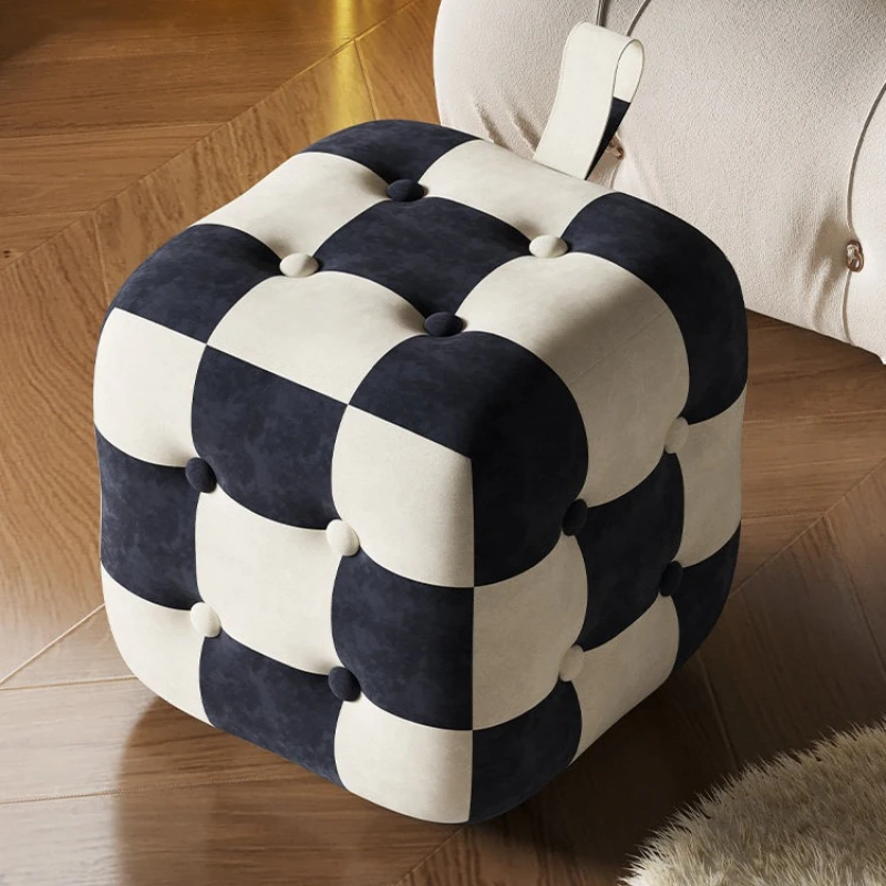 household Small stool sofa living room elegant simple square stool strong leather design taburete pequeño minimalist furniture