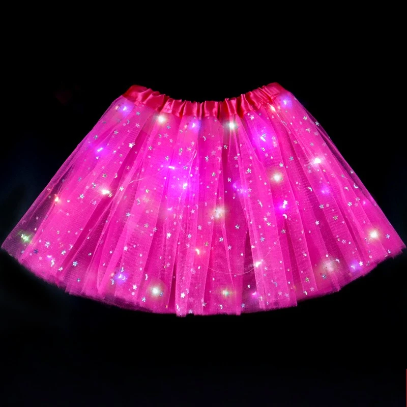 أضواء تنورة متوهجة أداء الرقص توتو تألق مضيئة تول تنورة المرحلة زي الأميرة ملابس الحفلات أداء جديد #6