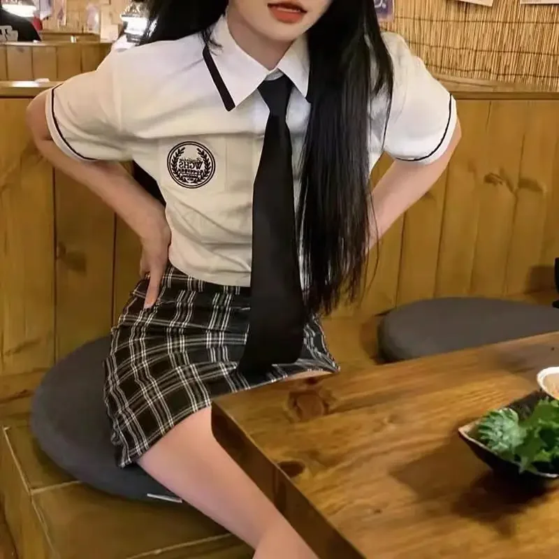 Costume da scuola superiore giapponese a vita alta gonna a portafoglio per l'anca ragazza Jk uniforme quotidiana in due pezzi Jk Set vestito uniforme da studentessa