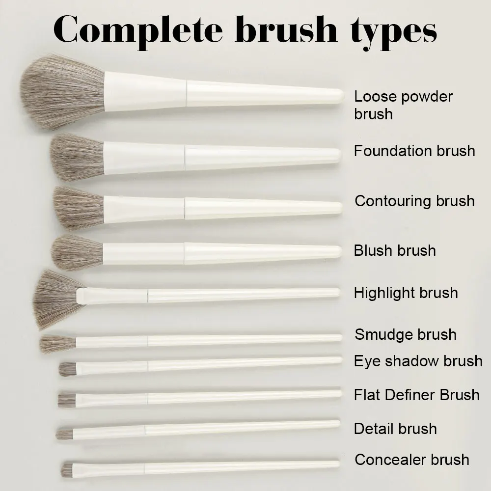 10PCS Makeup Brushes Set Professional Eye Shadow Foundation Blush Highlighter Concealer Kabuki Blending Brush Female Beauty Tool