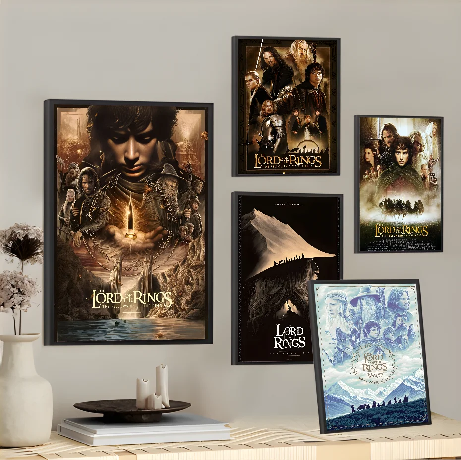 The L-Lord Of R-Rings Classic Movie Retro Poster Sticky Wall Art Printing Waterproof Home Living Bed Room Bar Aesthetic Decor