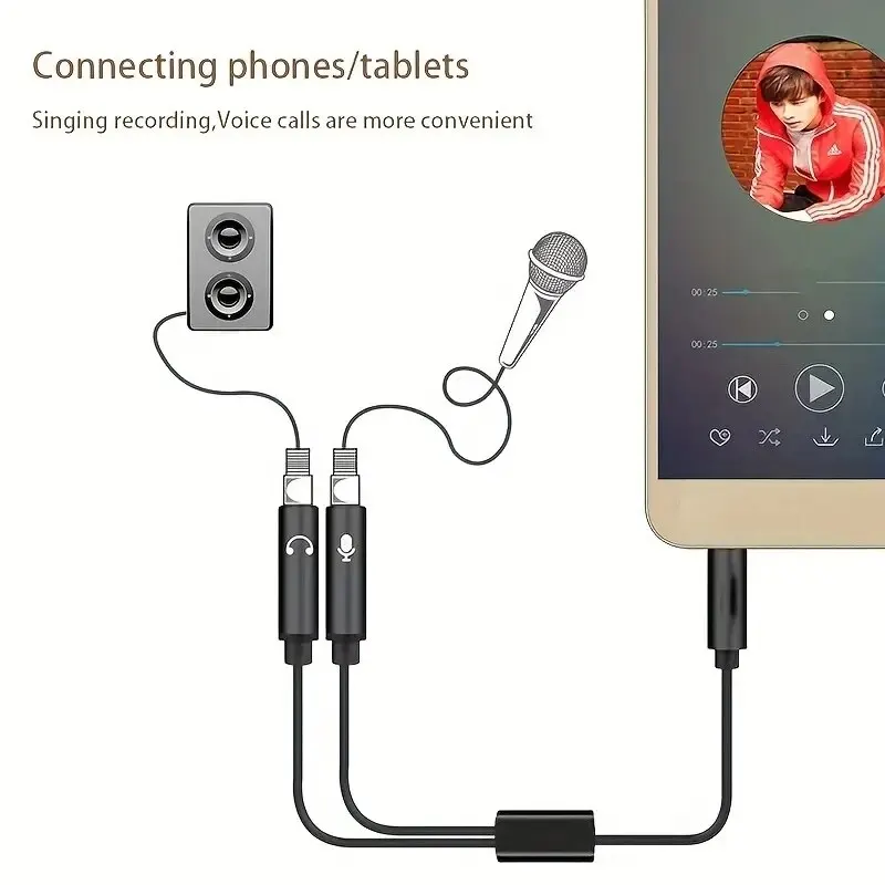 3.5mm Gold Plated 2 Way Mobile Phone Computer Headset Microphone Adapter Extension Neutral Audio