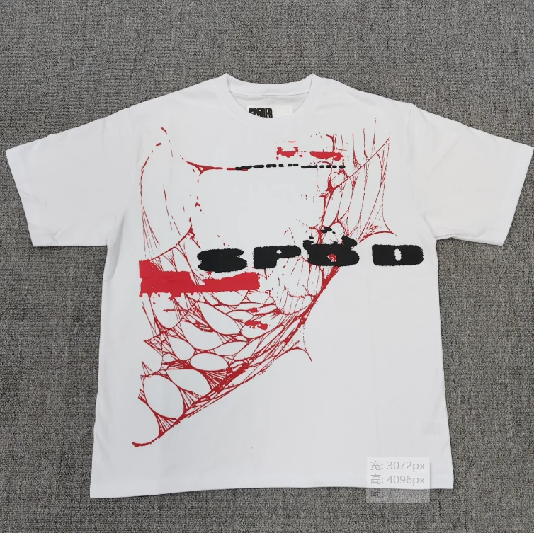 

Повседневная футболка с принтом паука, свободного кроя, из чистого хлопка, дышащая, комфортная, летняя, модная, с круглым вырезом