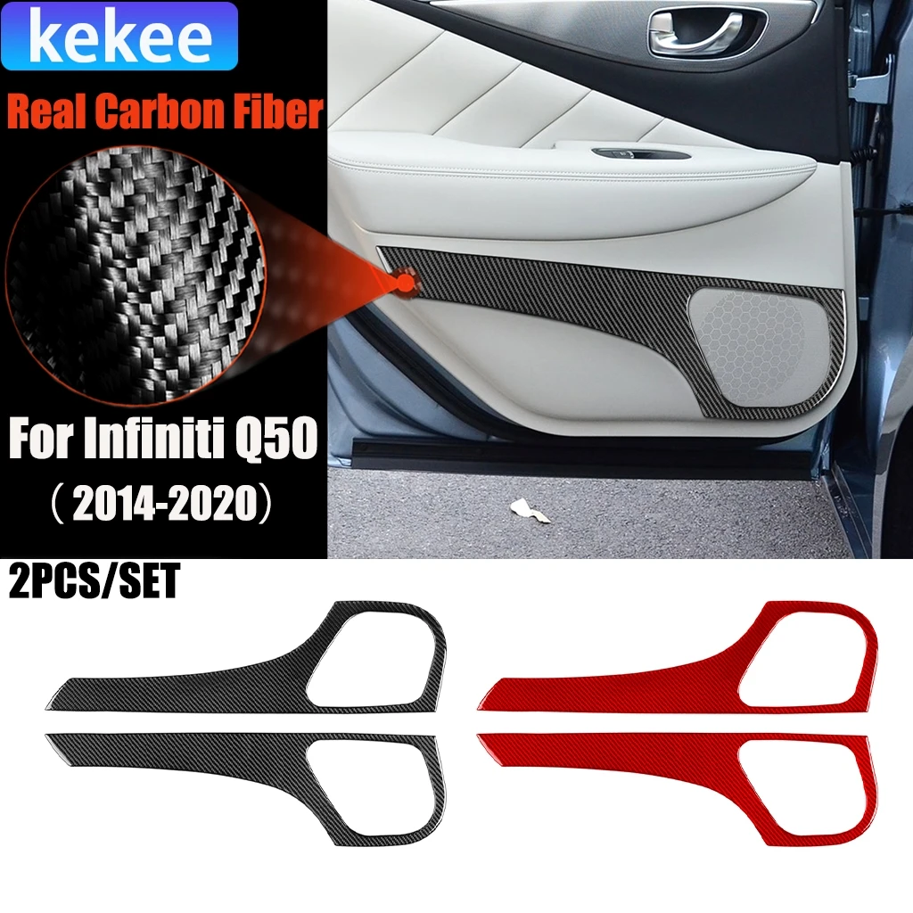 

Carbon Fiber Car Accessories Rear Door Speaker Panel Modified Interior Trim Cover Soft Sticker For Infiniti Q50 2014-2020