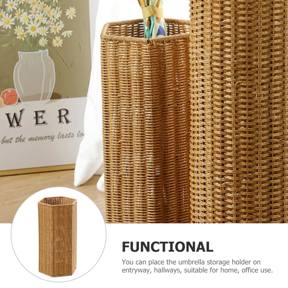 Rattan Imitation Umbrella Stand Bucket Home Storage Basket Walking Stick for Indoor Plastic Holder Elderly Folding