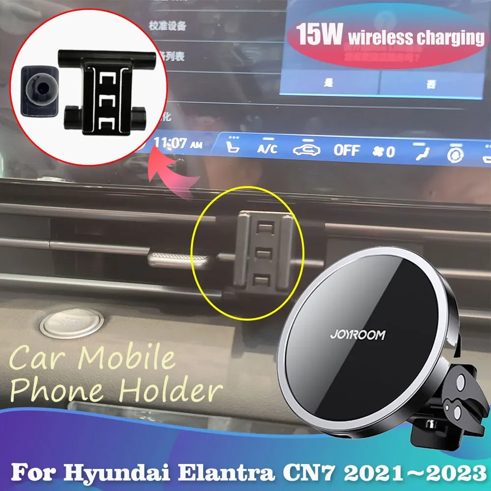

Phone Holder for Hyundai Elantra CN7 Avante i30 2021 2022 2023 Magnetic Clip Support Wireless Fast Charging Accessories iPhone