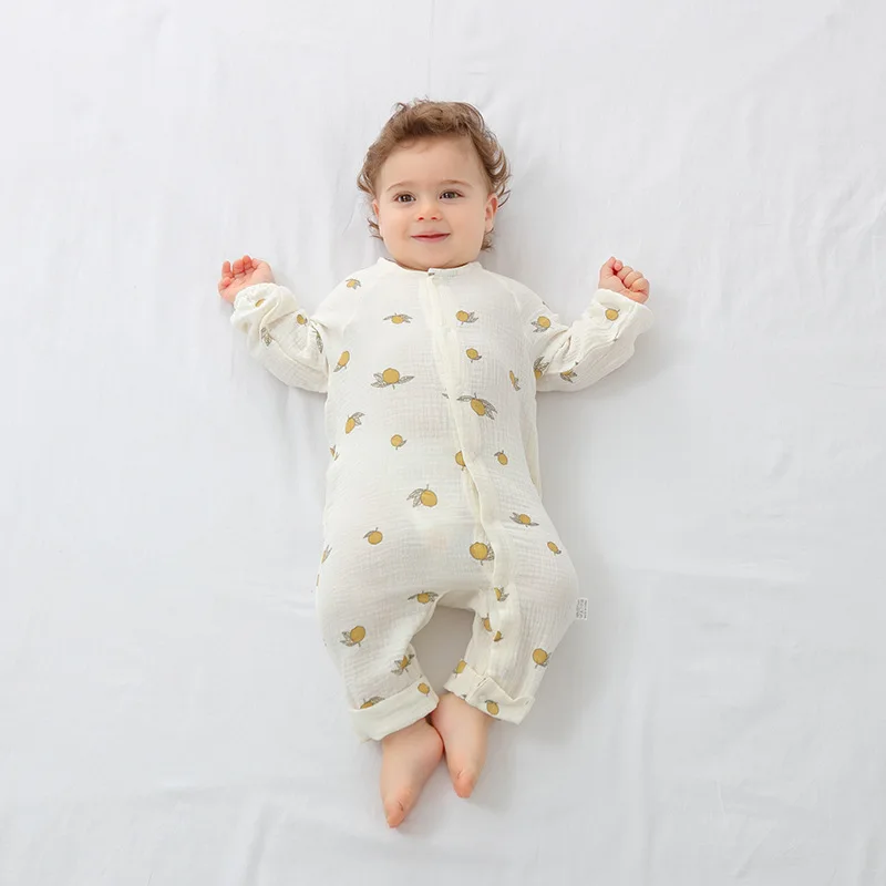 Newborn Infant Baby Girls Romper Muslin Long Sleeve Rompers Kids Onepiece Clothing Cotton Gauze Breathable Sleepwear Pyjamas