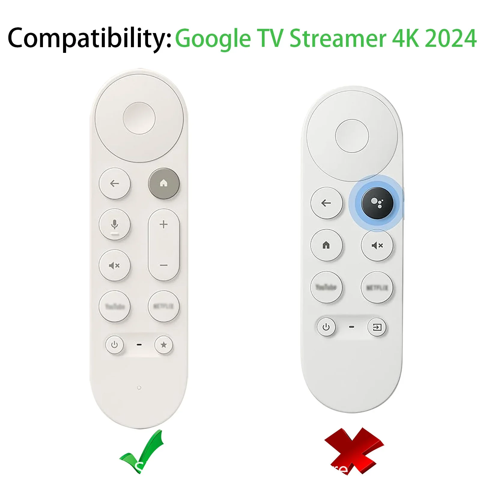 Silicone Protective Case with Lanyard for Google TV Streamer 4K 2024 Voice Remote Control Anti-Slipping Protection Cover Shell