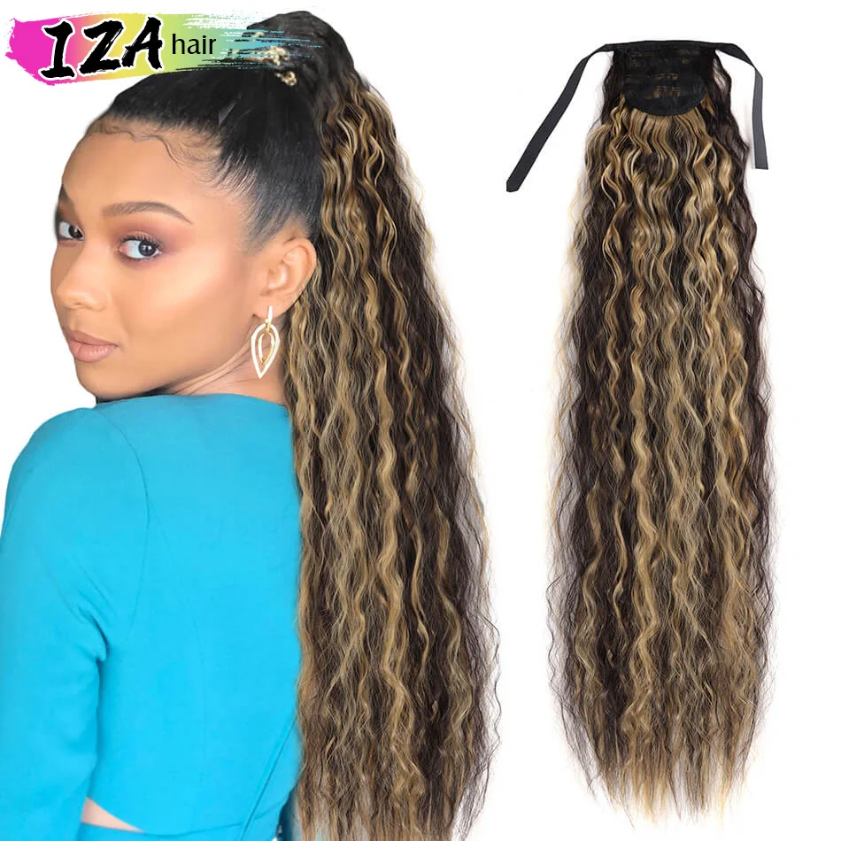 IZA-extensiones de cola de caballo larga y rizada para mujer, cabello castaño ondulado, Clip en cola de caballo para uso diario en fiestas, 30 pulgadas