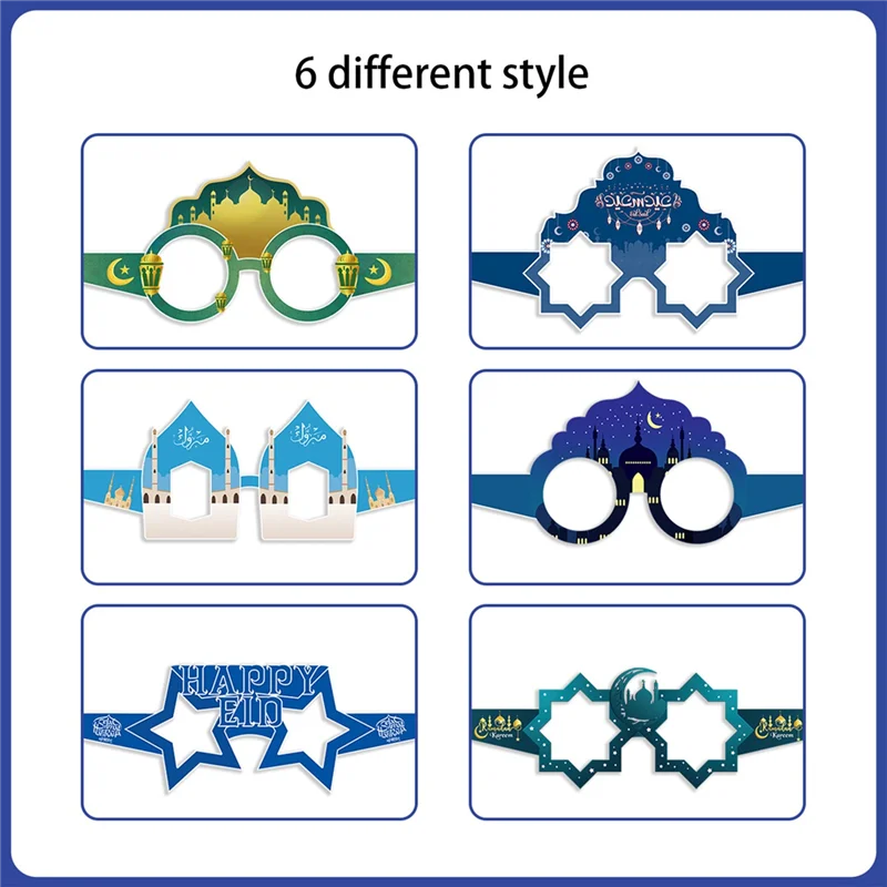 Zestaw Dekoracji Eid Ramadan Tematyczne Okulary 3D Dekoracje Księżyc Gwiazda na Imprezę Ramadan
