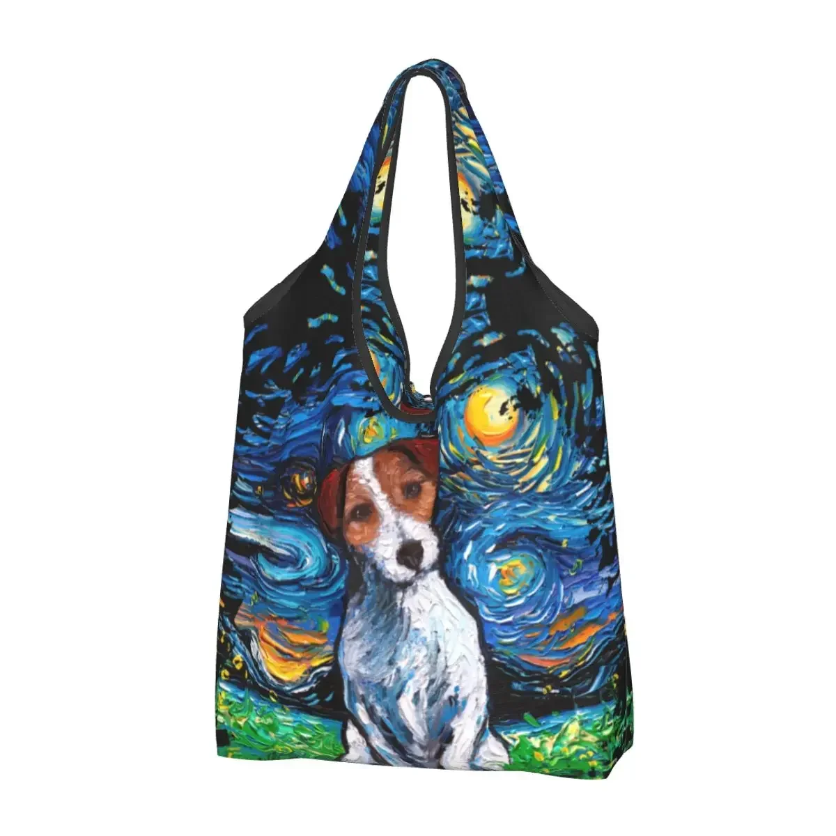 

Fashion Printing Jack Russell Terrier Night Sky Tote Shopping Bags Portable Shopper Shoulder Dog Pet Handbag