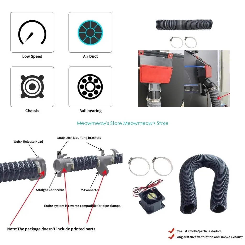 

W91A Гибкий вентиляционный шланг шланговый шланг масштабируемая дымовая трубка для -принтеров для моделей Voron2.4, длиной 2