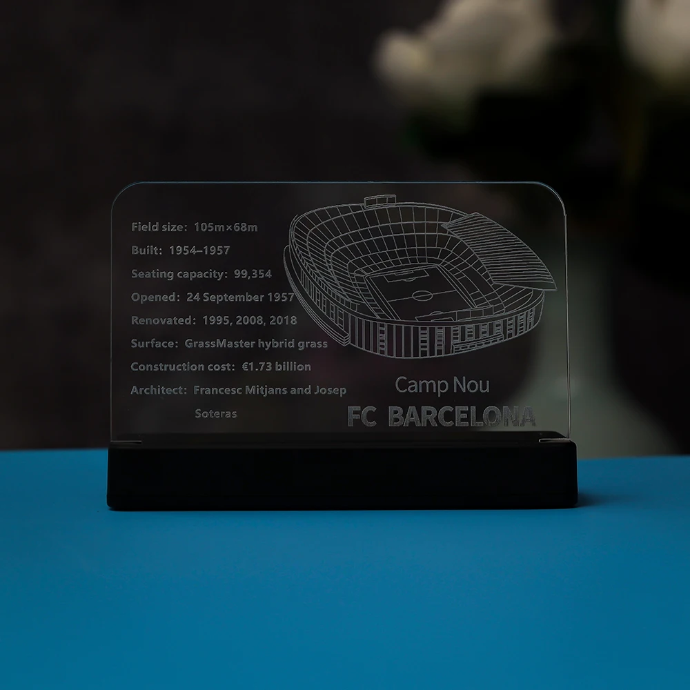 LED Light  Acrylic Display Board Sign Plate Nameplate For Camp Nou – FC Barcelona 10284 Building Blocks Bricks Toys Set