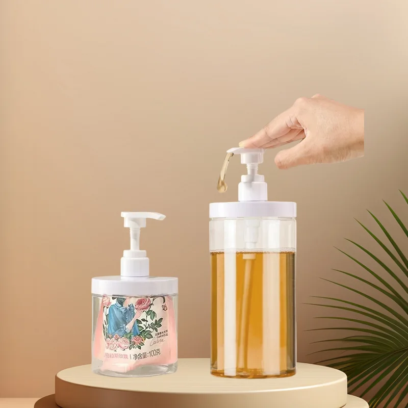 1 pz 500 ml/1000 ml Pompa Bottiglia Dispenser Bottiglie Riutilizzabili di Plastica Bocca Larga Stile Riutilizzabile Vuoto per Viaggio Doccia Sapone