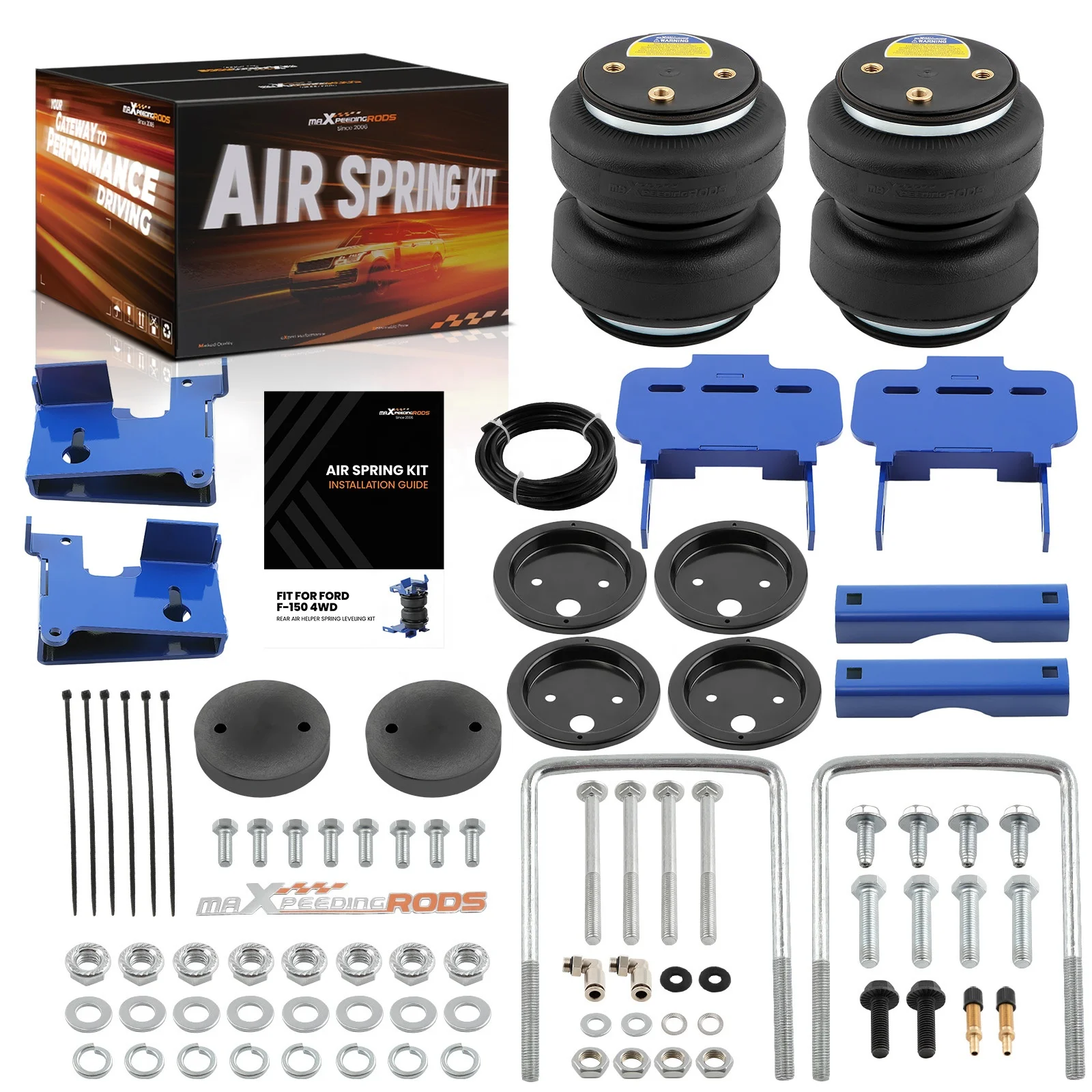 MaXpeedingrods Heavy Duty 5000 LBS Rear Air Spring Suspension Bags Air Leveling Kit For Ford F-150 4WD 2015-2020