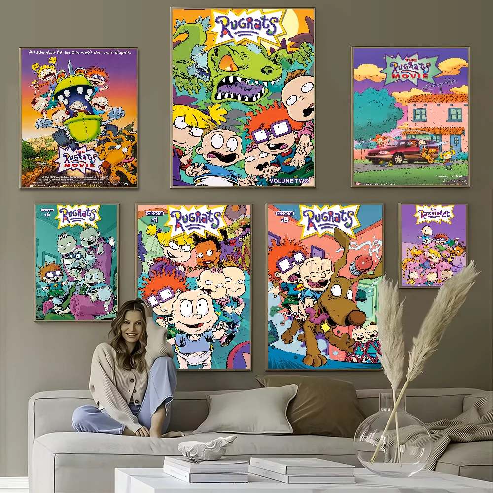 

Cartoon Children-Rugratt Self-adhesive Art Poster Decoracion Painting Wall Art White Kraft Paper Home Decor