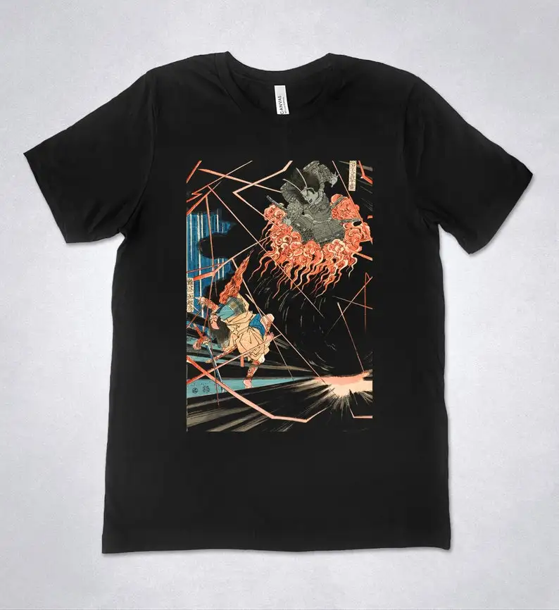 

Kuniyoshi Utagawa t-shirt - The Ghost of Akugenta, Ukiyo-e t-shirt, Japan Edo art, Japan art, Wood block, Demon, Ghost, Samurai