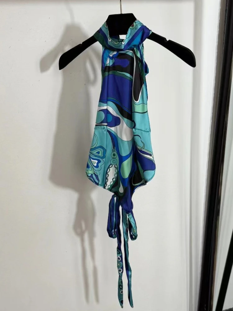 

Fashion Brand Women's Hanging Neck Backless Lace Up Tops Letter Signature Logo Bellyband Designer Brand Women's Sexy Swimsuits