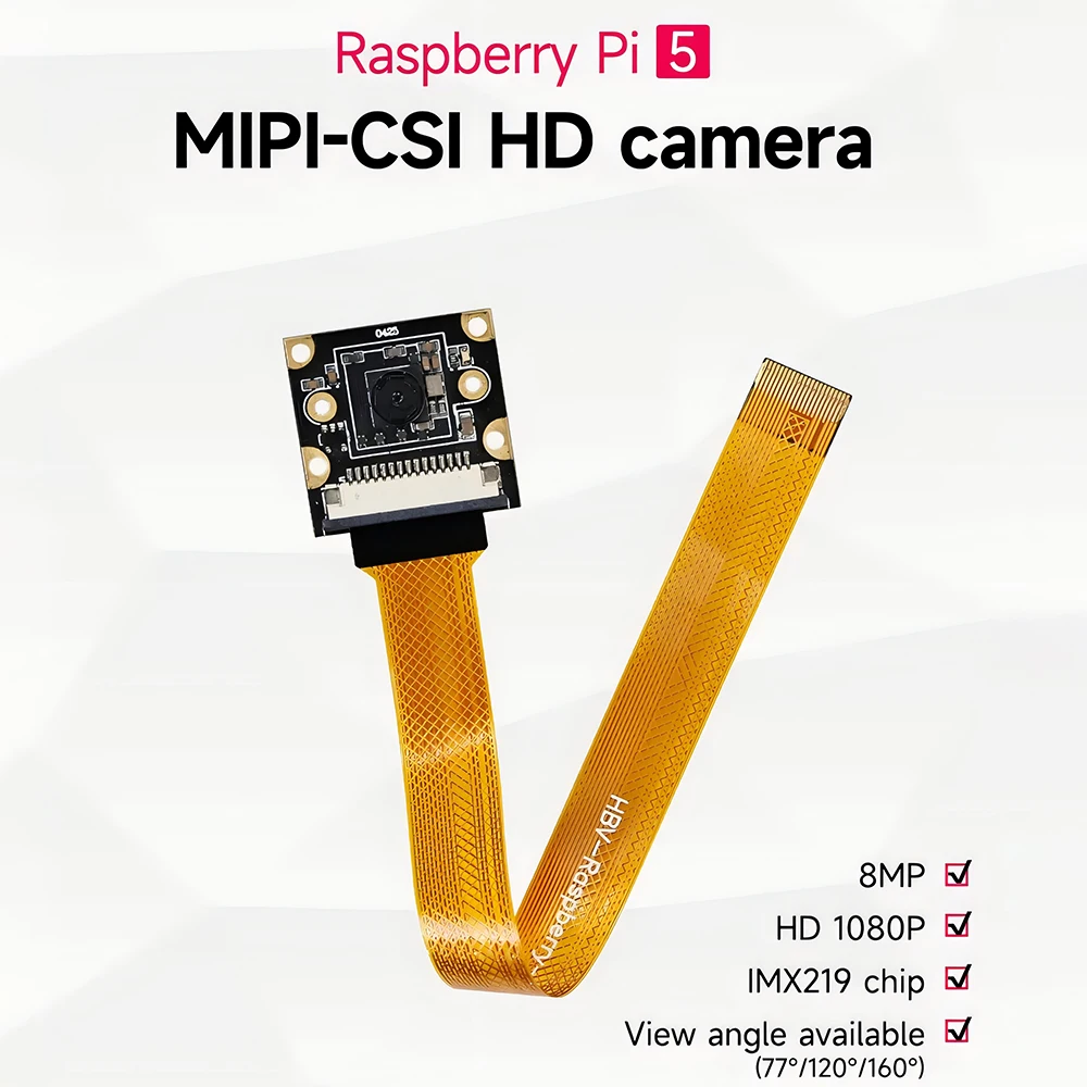 Raspberry Pi 5 Camera IMX219 8MP 77° available IMX219 chip 800W pixels 800MP with 22Pin-FPC 15CM Cable For Raspberry Pi 5 Board