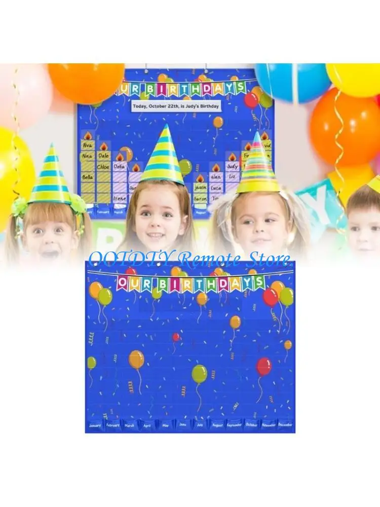 

Карманная диаграмма на день рождения в классе с 90 карточками для дошкольного детского сада, карманная диаграмма на день