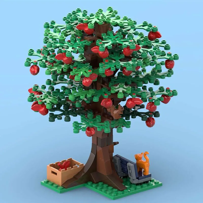مزرعة شارع عرض Moc قوالب بناء شجرة التفاح مع تكنولوجيا نموذج الطيور كتل عيد الميلاد لتقوم بها بنفسك لعبة هدايا البناء #3