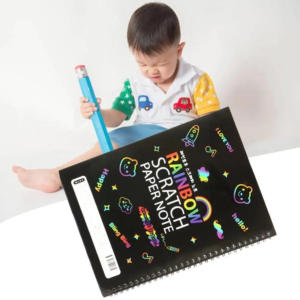 Children DIY Board Art Painting Paper Colorful Drawing Toy For Kids Educational Fully Black Rainbow Painting Kids Doodle Gi E2X9