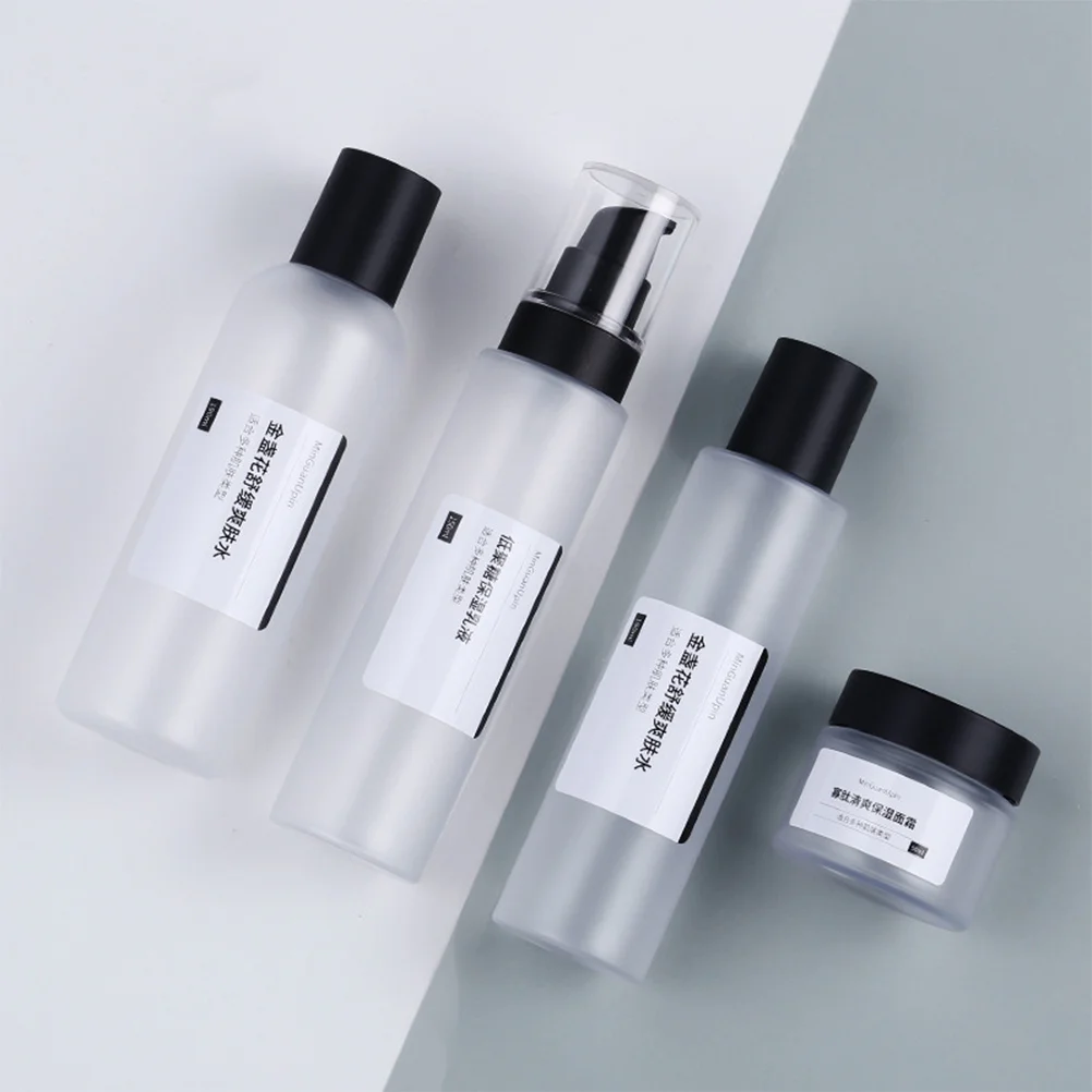 4 個ボトルセットガラストラベルコンテナクリーム用漏れ防止軽量ポータブル空の瓶スキンケアメイク用