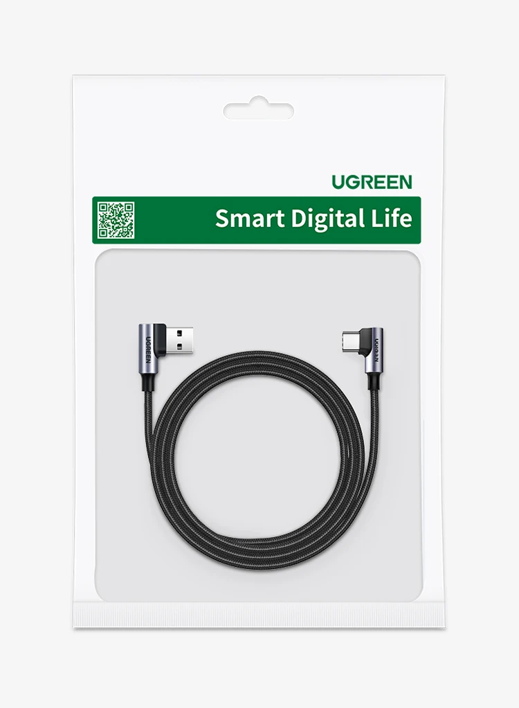 UGREEN 90 Degree USB C Cable Nylon Fast Charge USB Type C Cable for iPhone 17 16 Xiaomi Samsung S25 S24 Poco USB-C to USB-C Cord