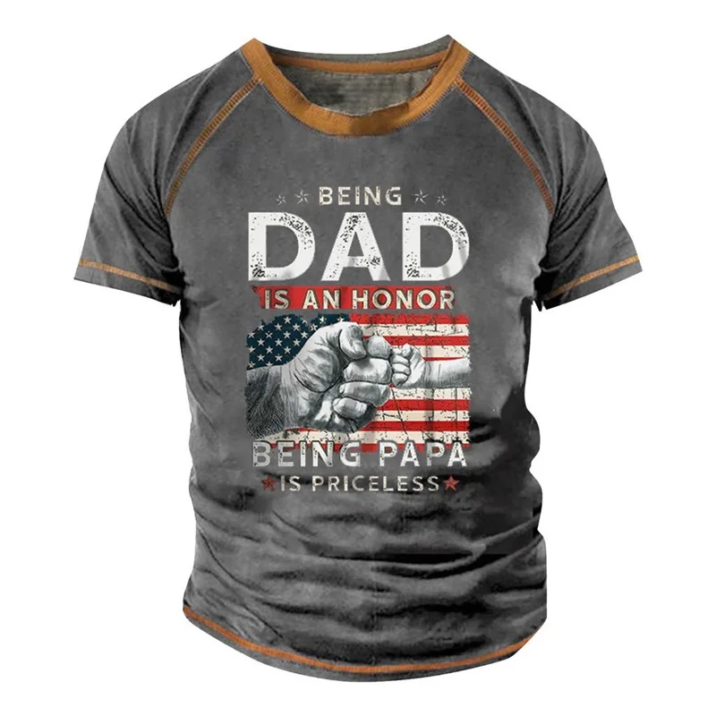 3D Printing Retro Men Graphic T-Shirt Casual Short-Sleeved Tee Tops Being Dad Tshirt For Men Round Neck Streetwear Ropa Hombre