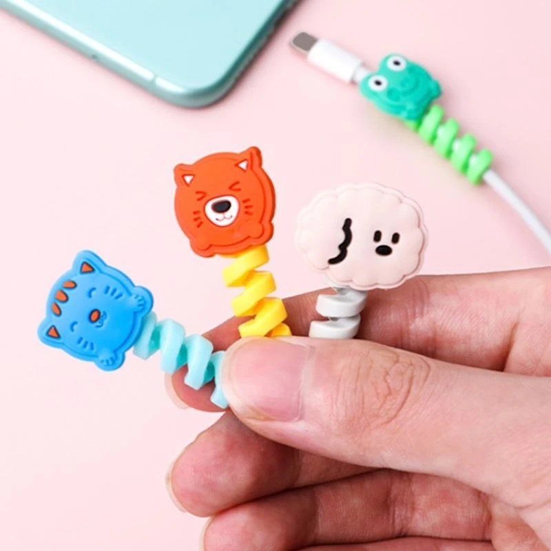 2Pcs Cartoon Cable Protectors USB Cable Saver Silicone Flexible Cable Wire Protectors