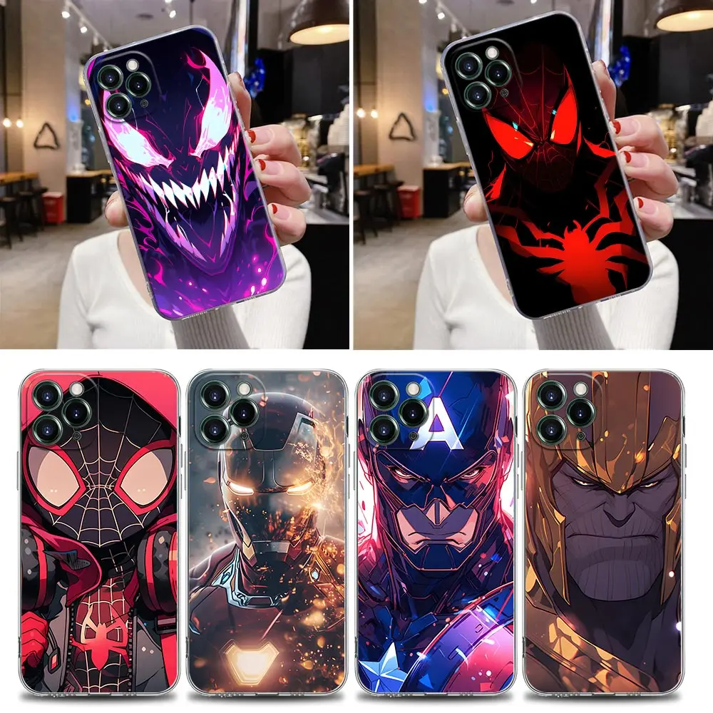 

Case For iPhone 16 15 14 13 12 11 Pro Max Mini Xs XR X 7 8 Plus 6 Cover For iphone 16 Pro Clear Funda Marvel Venom Spiderman Art